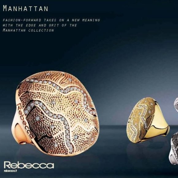 Rebecca of Italy Silver and Black Gold-Plated Bronze Ring w/ Cubic Zirconia - Picture 16 of 16